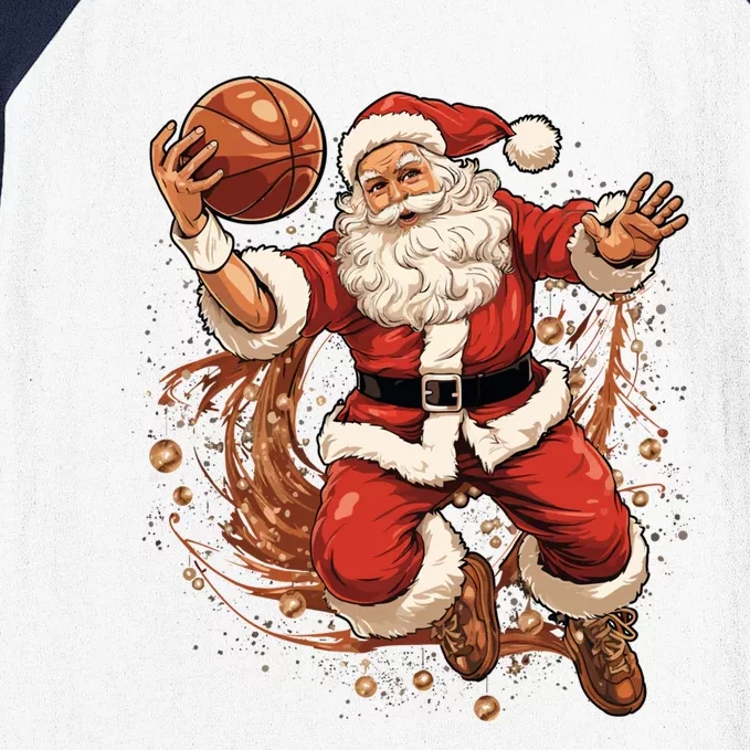 Santa Claus Christmas Basketball Xmas Meaningful Gift Baseball Sleeve Shirt