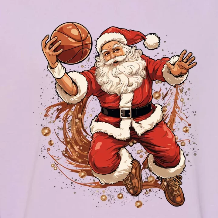 Santa Claus Christmas Basketball Xmas Meaningful Gift Garment-Dyed Sweatshirt