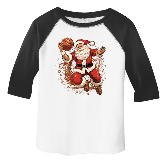 Santa Claus Christmas Basketball Xmas Meaningful Gift Toddler Fine Jersey T-Shirt