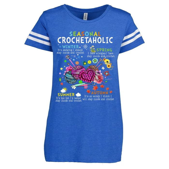 Seasonal Crochetaholic Crochet Crocheter Yarn Lover Enza Ladies Jersey Football T-Shirt