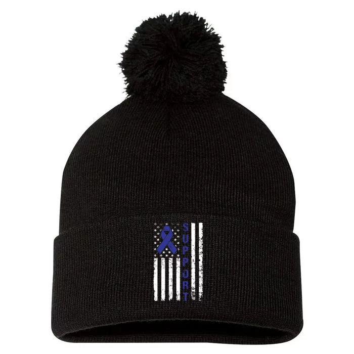 Support Colon Cancer Awareness Pom Pom 12in Knit Beanie