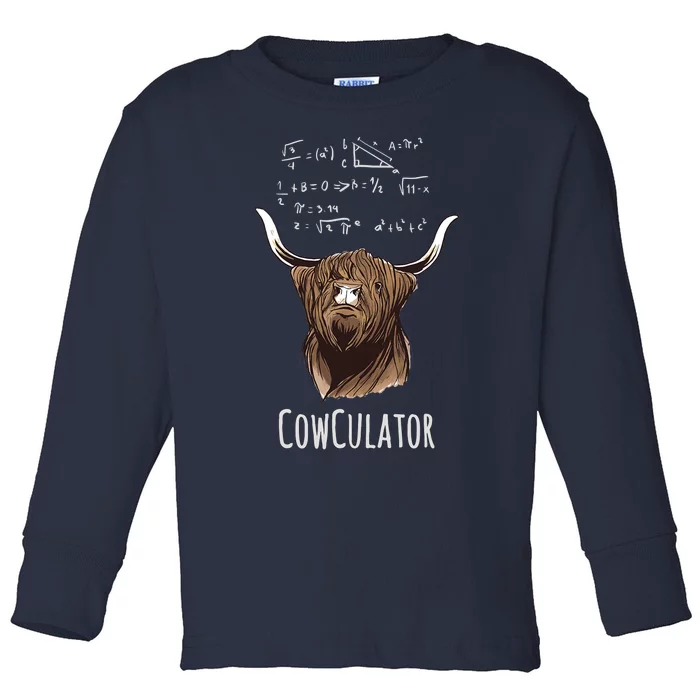 Scottisch Cow Cowculator Scottish Highland Cattle Toddler Long Sleeve Shirt