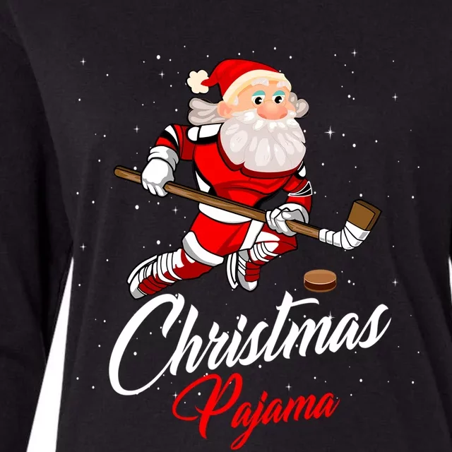 Santa Claus Christmas Pajama Ice Hockey Costume Gift Womens Cotton Relaxed Long Sleeve T-Shirt