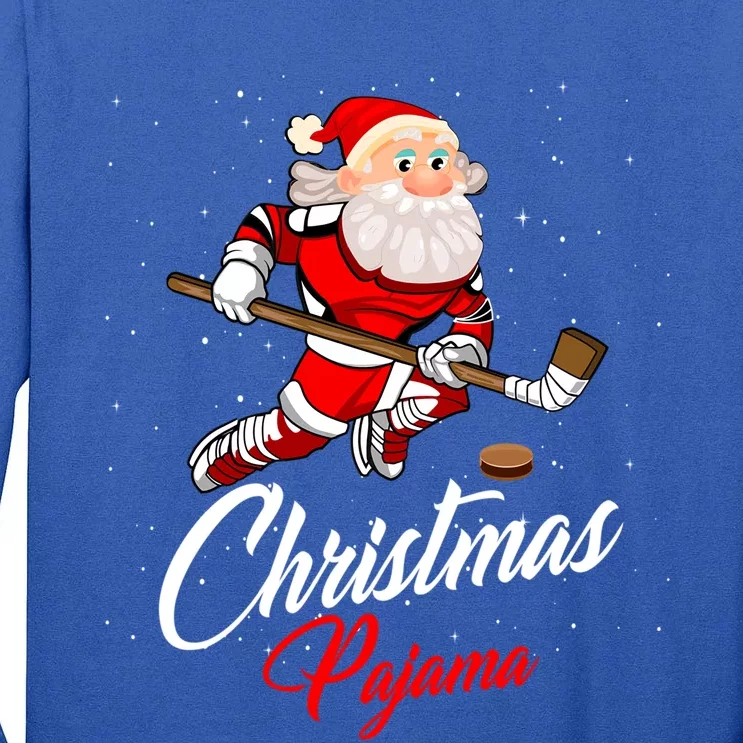 Santa Claus Christmas Pajama Ice Hockey Costume Gift Tall Long Sleeve T-Shirt