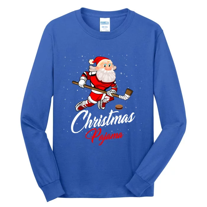 Santa Claus Christmas Pajama Ice Hockey Costume Gift Tall Long Sleeve T-Shirt