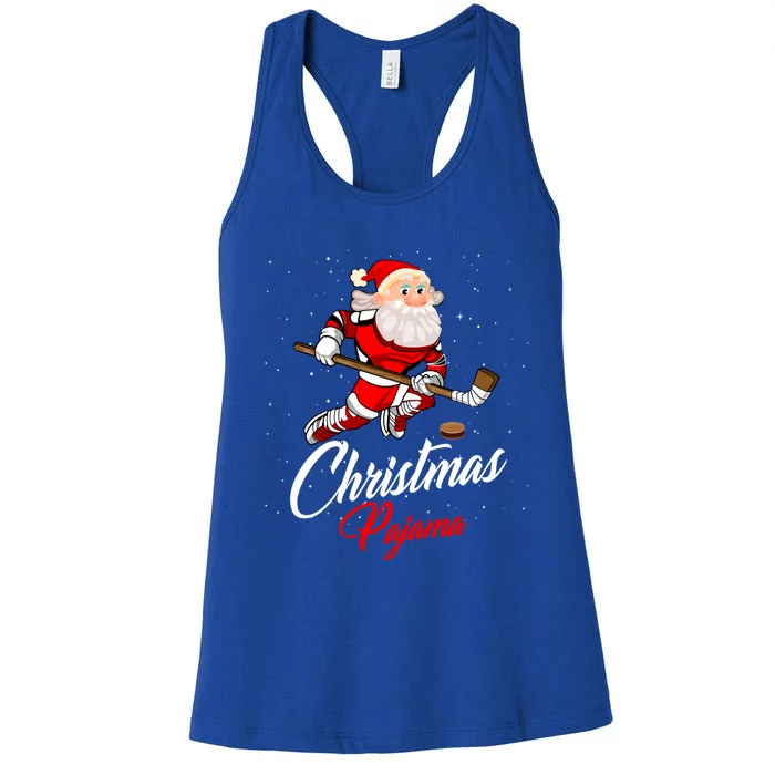 Santa Claus Christmas Pajama Ice Hockey Costume Gift Women's Racerback Tank