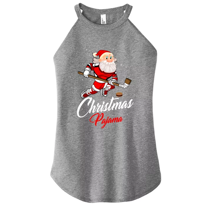 Santa Claus Christmas Pajama Ice Hockey Costume Gift Women’s Perfect Tri Rocker Tank