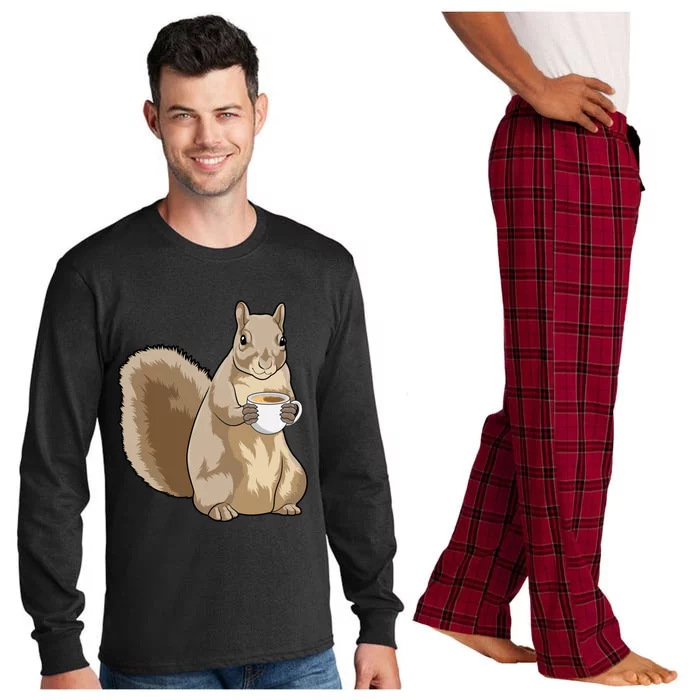 Squirrel Coffee Cup Gift Long Sleeve Pajama Set