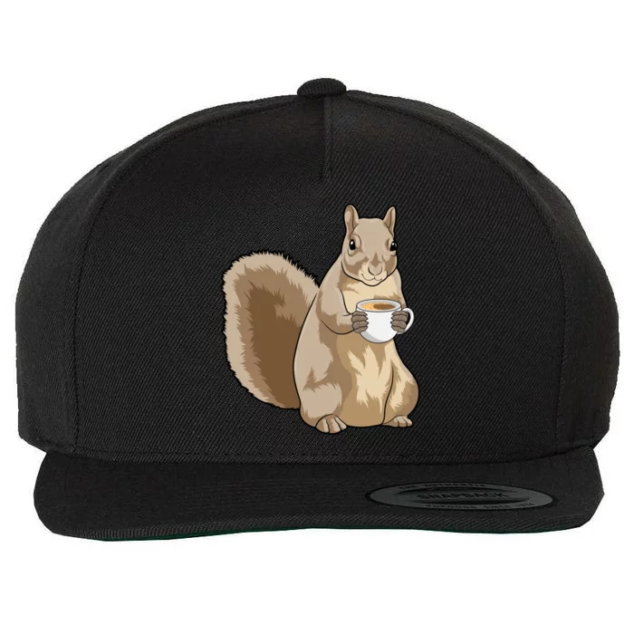 Squirrel Coffee Cup Gift Wool Snapback Cap