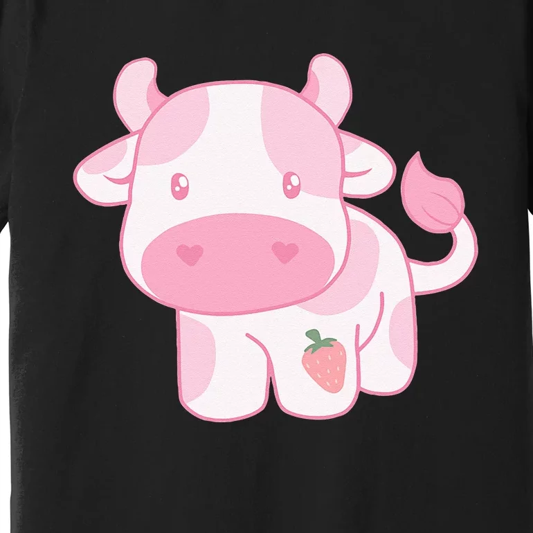 Strawberry Cow Cute Pink Pastel Premium T-Shirt