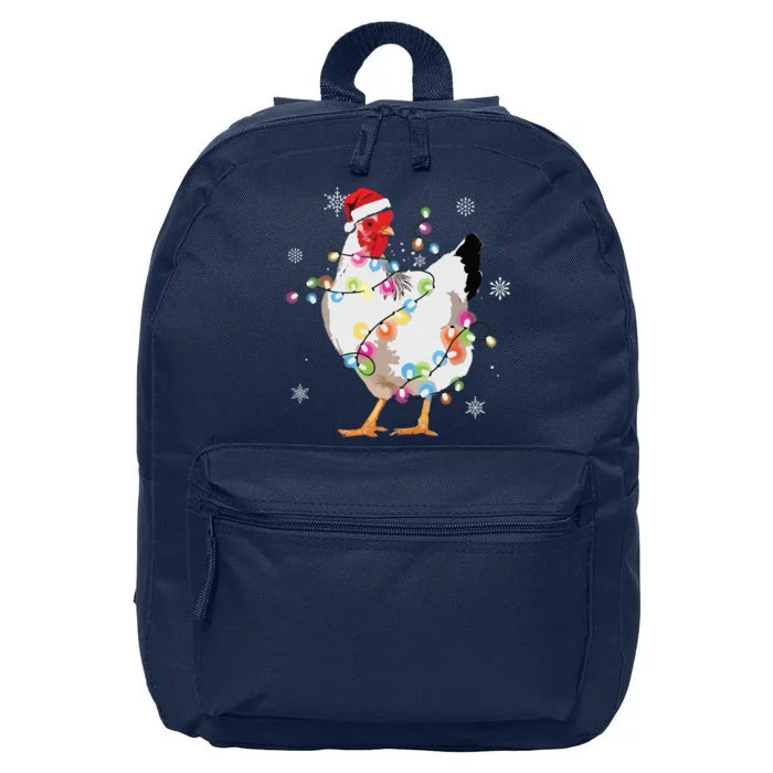 Santa Chicken Christmas Lights Farmer Xmas Chicken Lover 16 in Basic Backpack