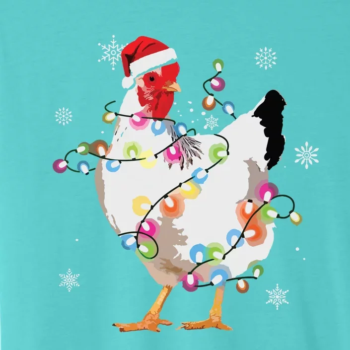 Santa Chicken Christmas Lights Farmer Xmas Chicken Lover ChromaSoft Performance T-Shirt