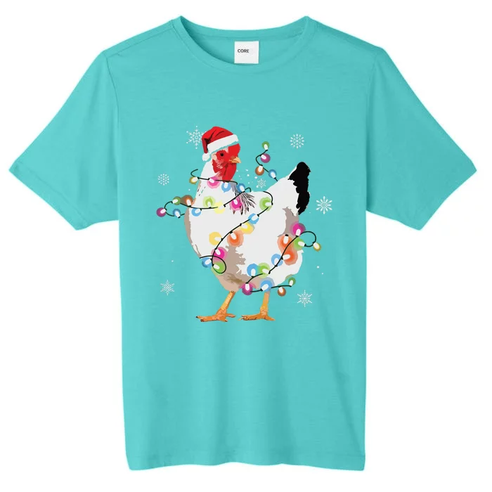 Santa Chicken Christmas Lights Farmer Xmas Chicken Lover ChromaSoft Performance T-Shirt