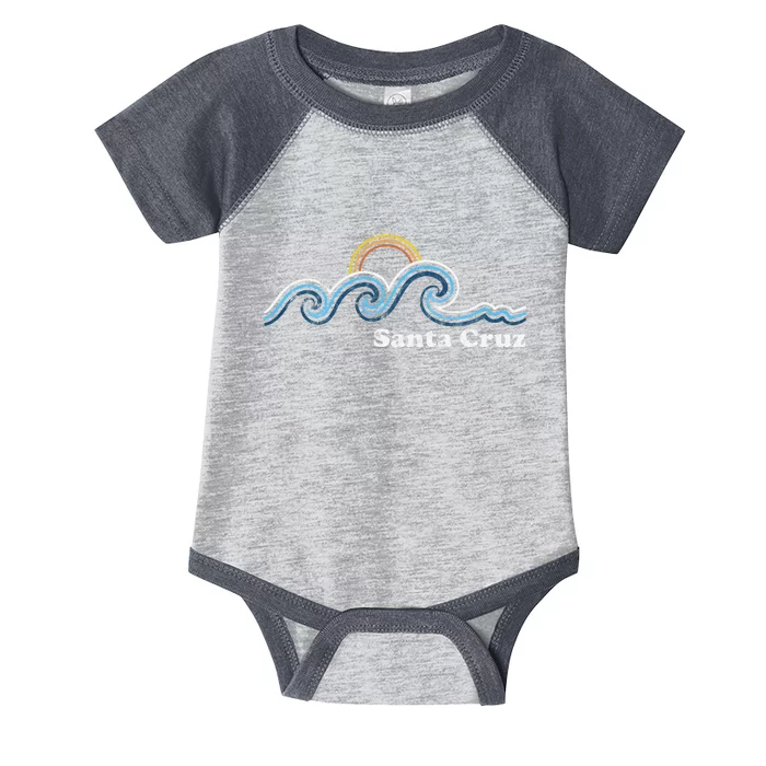 Santa Cruz California CA Sufing Waves Sunset Beach Vintage Infant Baby Jersey Bodysuit