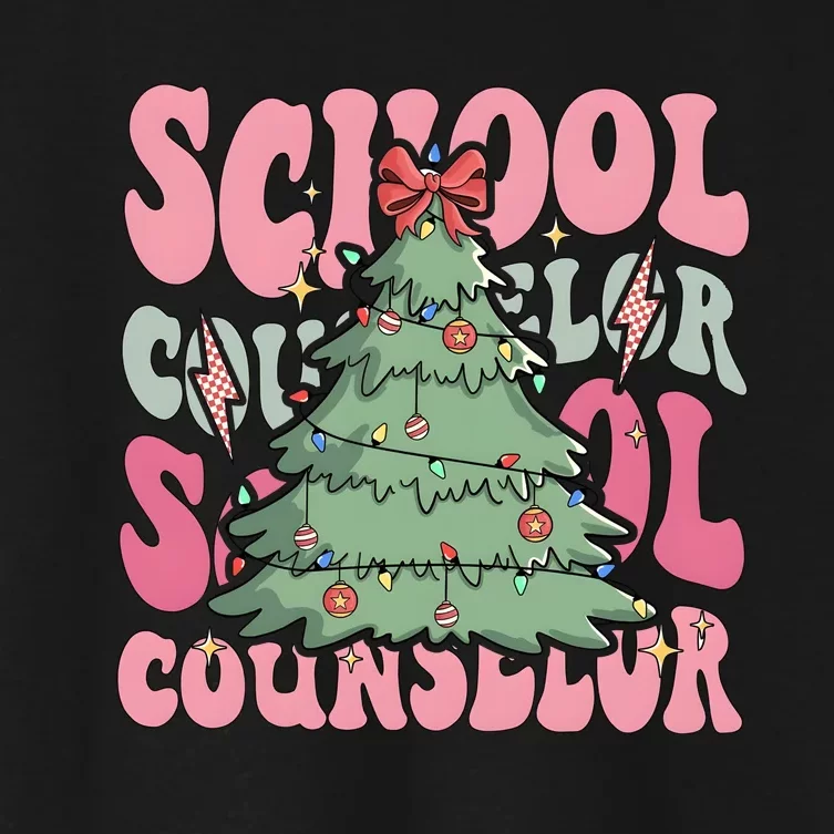 School Counselor Christmas Tree Holiday Season Women's Crop Top Tee