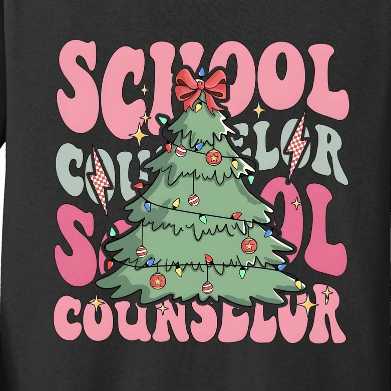 School Counselor Christmas Tree Holiday Season Kids Long Sleeve Shirt