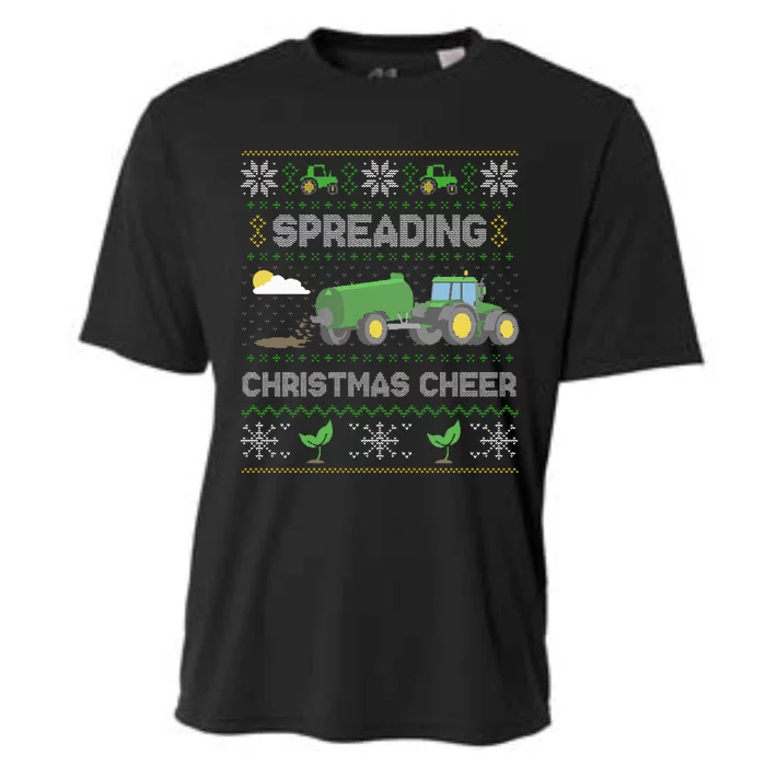 Spreading Christmas Cheer Farming Tractor Ugly Sweater Funny Cooling Performance Crew T-Shirt