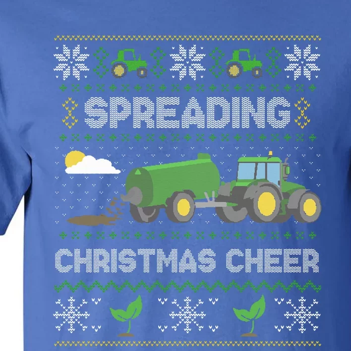 Spreading Christmas Cheer Farming Tractor Ugly Sweater Funny Tall T-Shirt