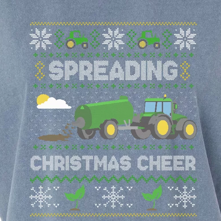 Spreading Christmas Cheer Farming Tractor Ugly Sweater Funny Garment-Dyed Women's Muscle Tee