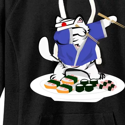 Sushi Chef Cute Gift Dabbing White Cat Cool Gift Women's Fleece Hoodie