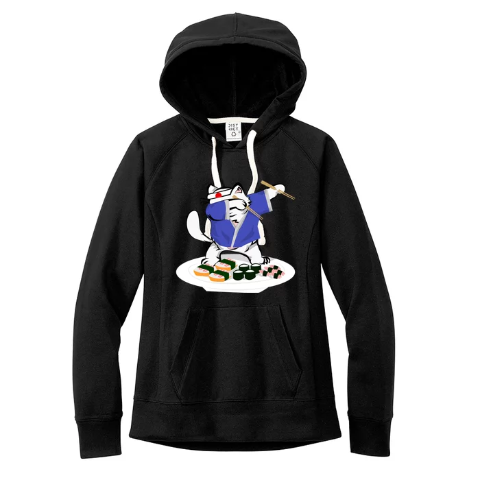 Sushi Chef Cute Gift Dabbing White Cat Cool Gift Women's Fleece Hoodie