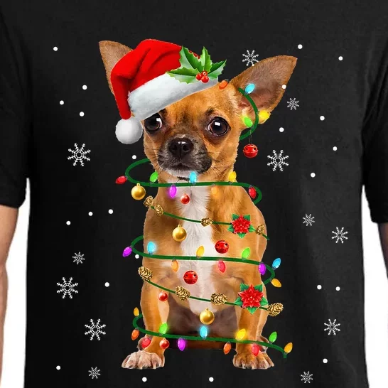 Santa Chihuahua Christmas Lights Xmas Dog Lover Pajama Set