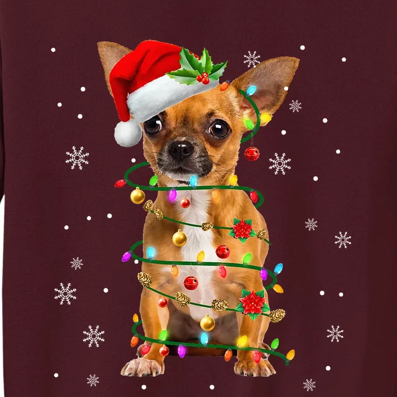 Santa Chihuahua Christmas Lights Xmas Dog Lover Tall Sweatshirt