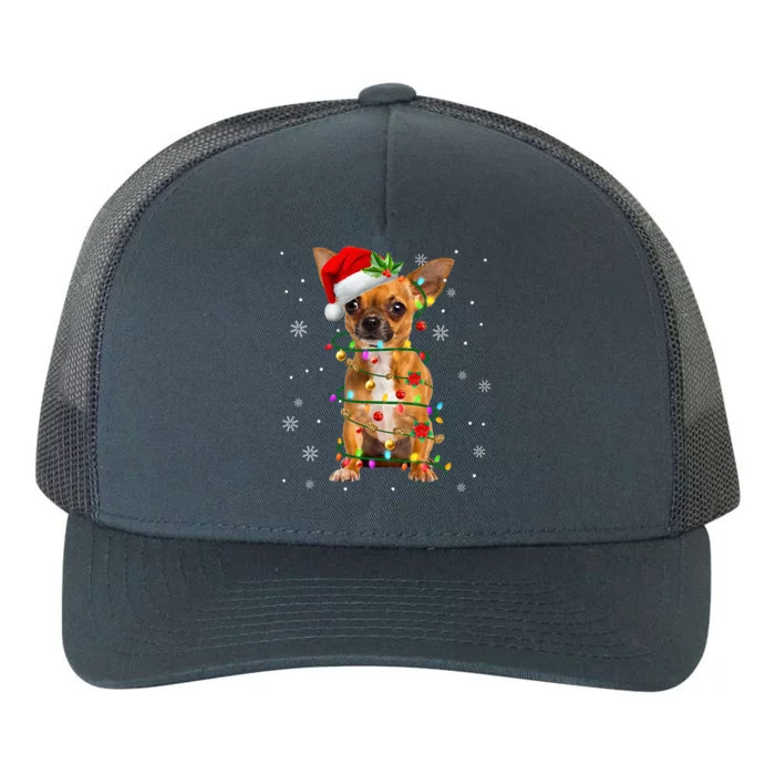 Santa Chihuahua Christmas Lights Xmas Dog Lover Yupoong Adult 5-Panel Trucker Hat