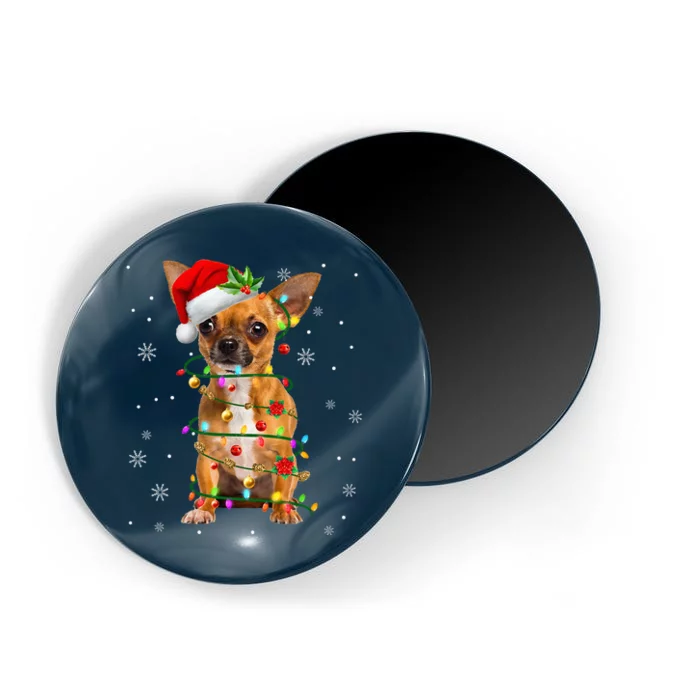 Santa Chihuahua Christmas Lights Xmas Dog Lover Magnet