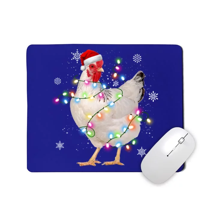 Santa Chicken Christmas Lights Farmer Xmas Chicken Lover Cool Gift Mousepad