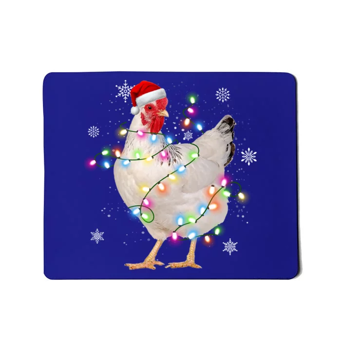 Santa Chicken Christmas Lights Farmer Xmas Chicken Lover Cool Gift Mousepad