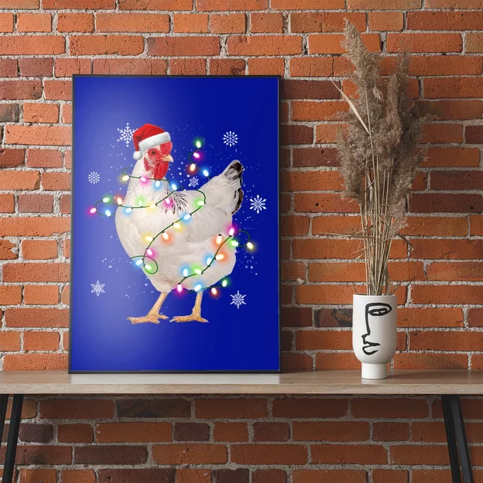 Santa Chicken Christmas Lights Farmer Xmas Chicken Lover Cool Gift Poster