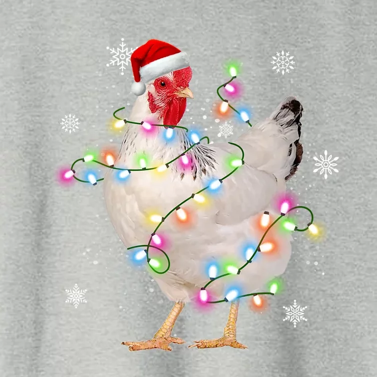 Santa Chicken Christmas Lights Farmer Xmas Chicken Lover Cool Gift Women's Crop Top Tee