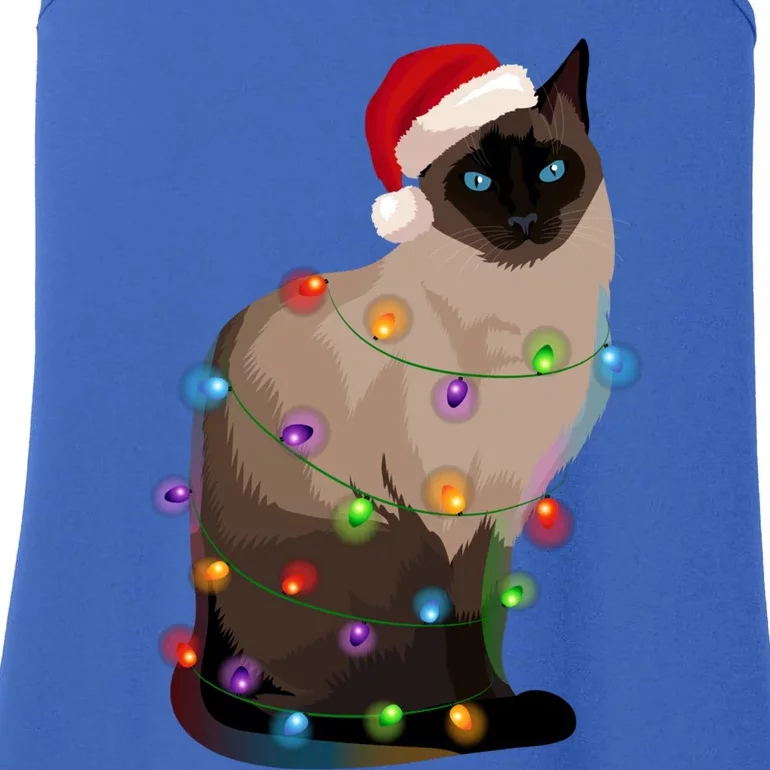 Siamese Cat Christmas Lights Xmas Cat Lover Great Gift Ladies Essential Tank