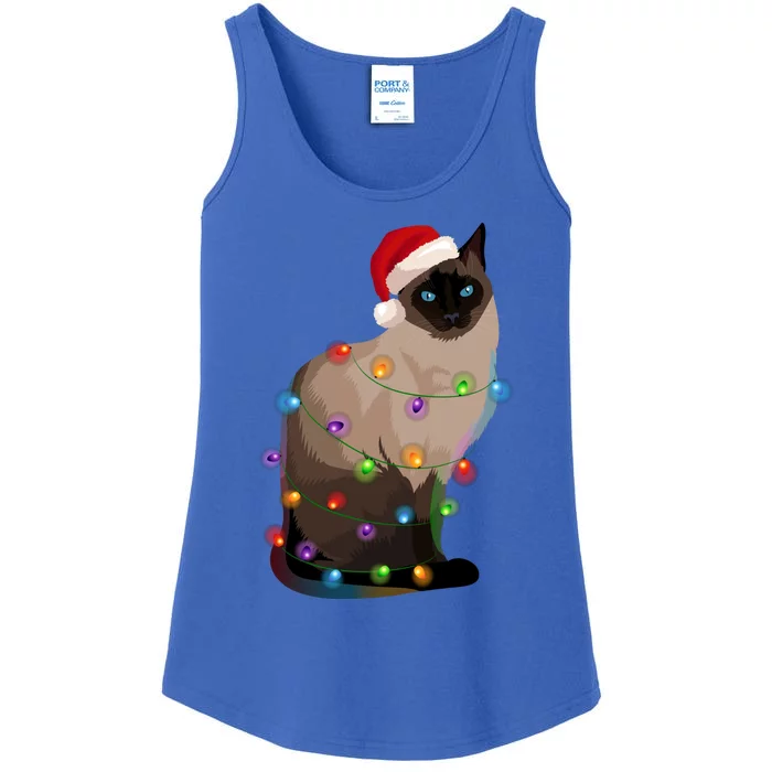 Siamese Cat Christmas Lights Xmas Cat Lover Great Gift Ladies Essential Tank