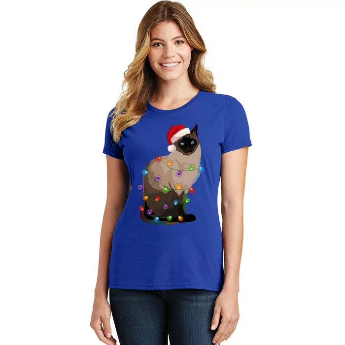 Siamese Cat Christmas Lights Xmas Cat Lover Great Gift Women's T-Shirt