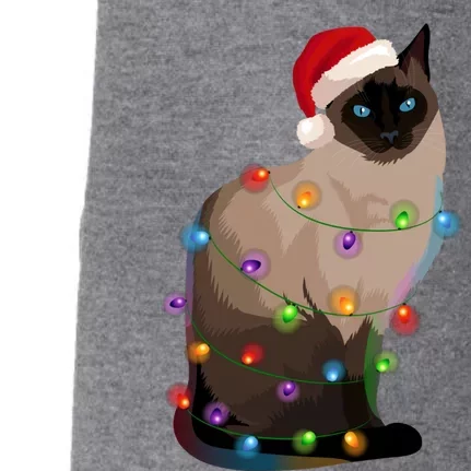 Siamese Cat Christmas Lights Xmas Cat Lover Great Gift Doggie 3-End Fleece Hoodie