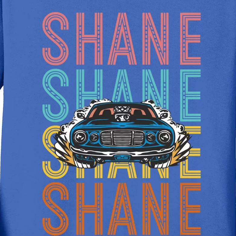 Shane Custom Car Racing Hobbyist Cool Gift Kids Long Sleeve Shirt