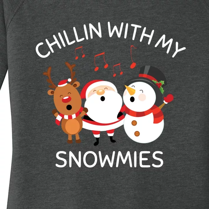 Snowman Christmas Chillin With My Snowmies Santa Women's Perfect Tri Tunic Long Sleeve Shirt