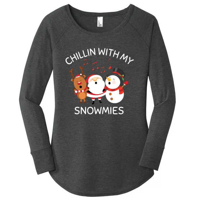 Snowman Christmas Chillin With My Snowmies Santa Women's Perfect Tri Tunic Long Sleeve Shirt