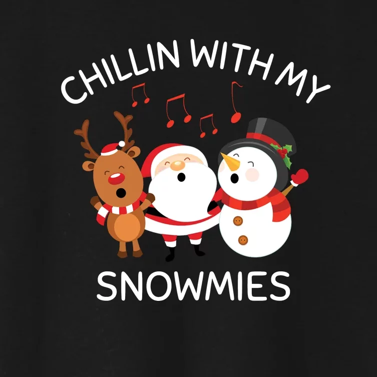 Snowman Christmas Chillin With My Snowmies Santa Women's Crop Top Tee