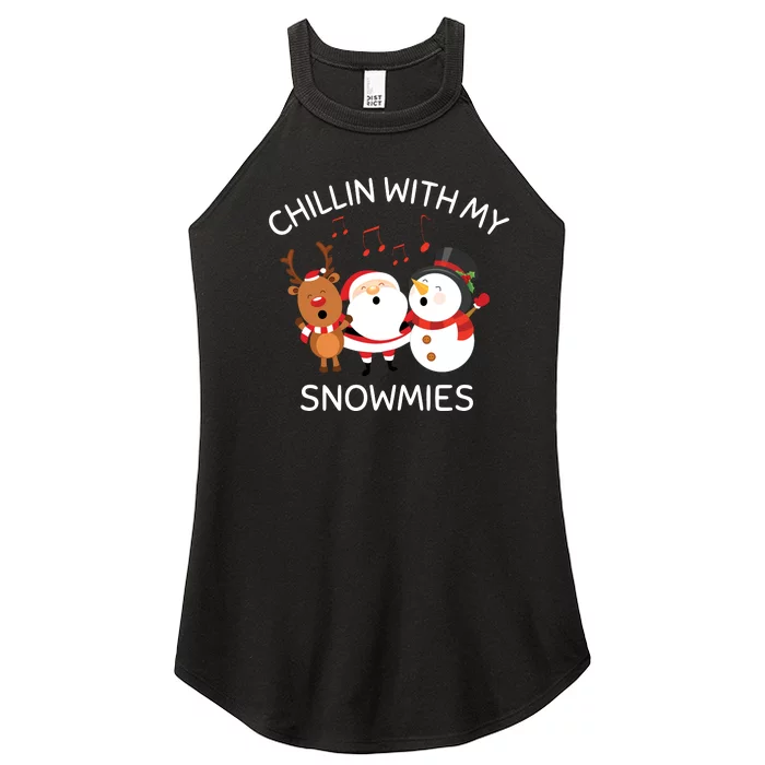 Snowman Christmas Chillin With My Snowmies Santa Women’s Perfect Tri Rocker Tank