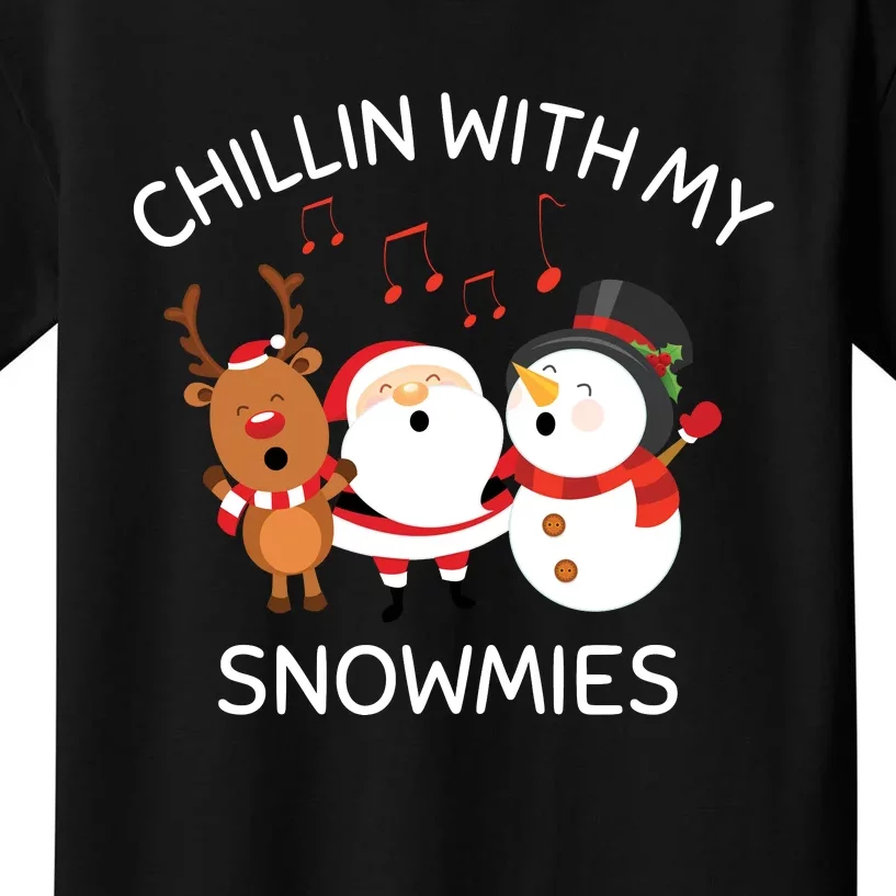 Snowman Christmas Chillin With My Snowmies Santa Kids T-Shirt