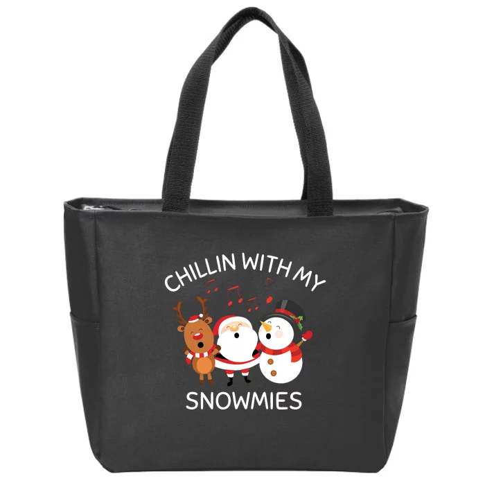 Snowman Christmas Chillin With My Snowmies Santa Zip Tote Bag