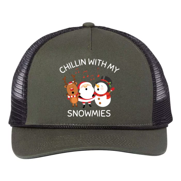 Snowman Christmas Chillin With My Snowmies Santa Retro Rope Trucker Hat Cap