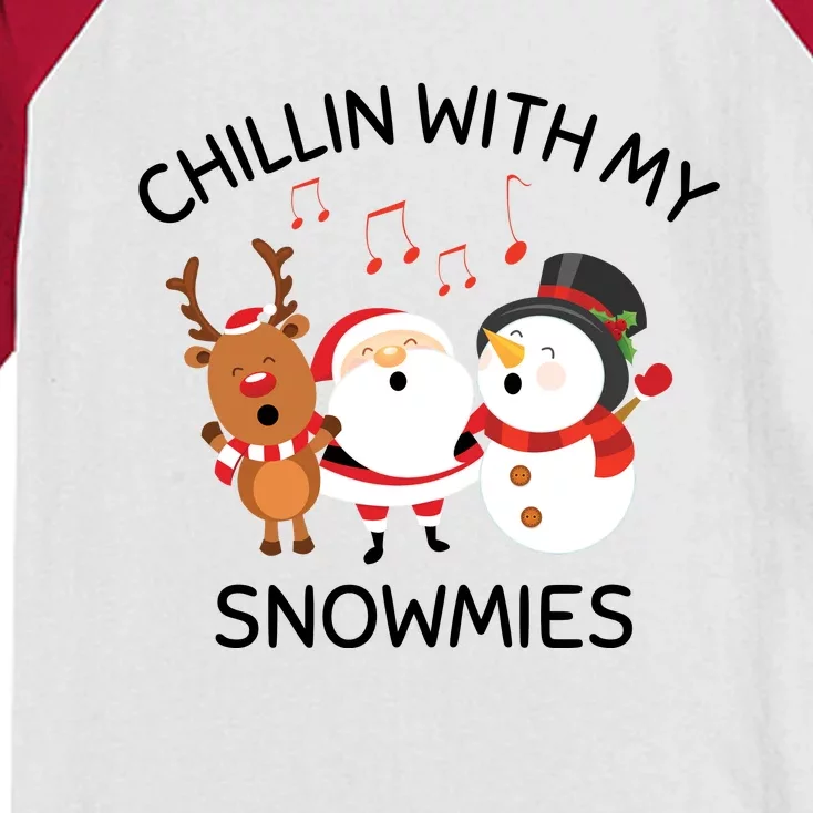 Snowman Christmas Chillin With My Snowmies Santa Kids Colorblock Raglan Jersey