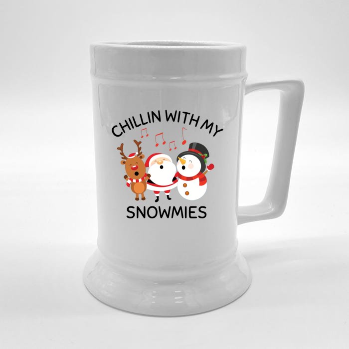 Snowman Christmas Chillin With My Snowmies Santa Front & Back Beer Stein