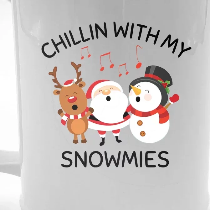 Snowman Christmas Chillin With My Snowmies Santa Front & Back Beer Stein