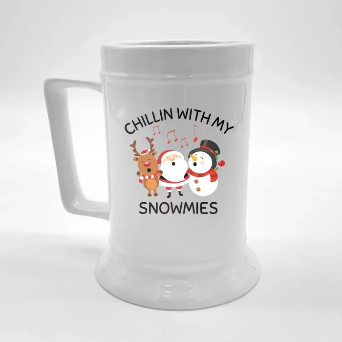 Snowman Christmas Chillin With My Snowmies Santa Front & Back Beer Stein