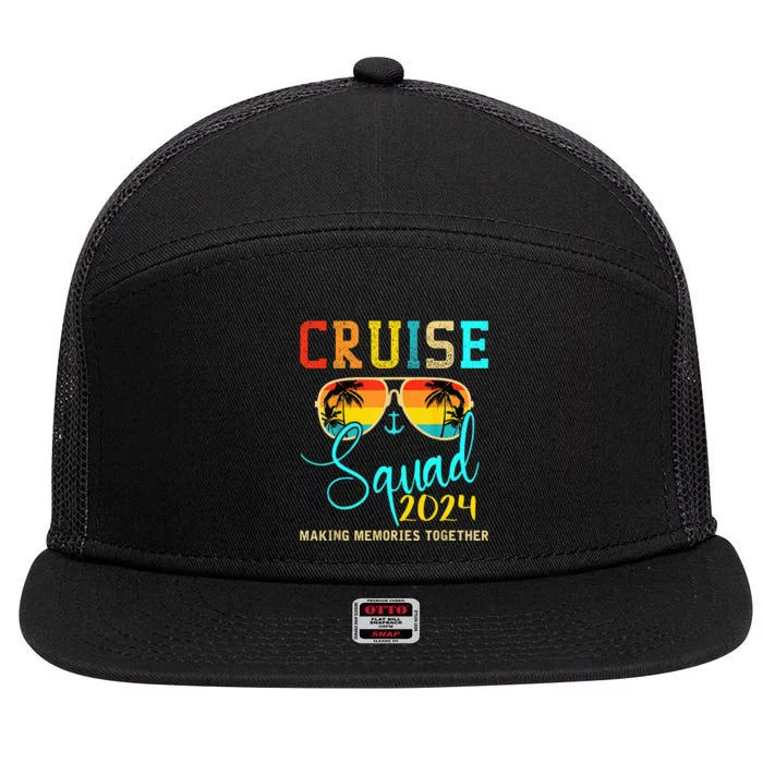 Squad Crew Cruise 2024 Summer Vacation Matching Family Group 7 Panel Mesh Trucker Snapback Hat